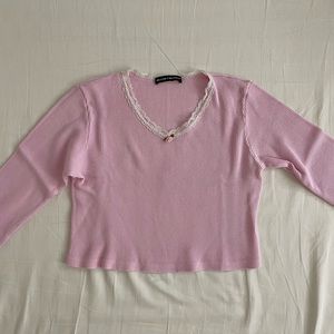 brandy melville sonia long sleeve lace trim top